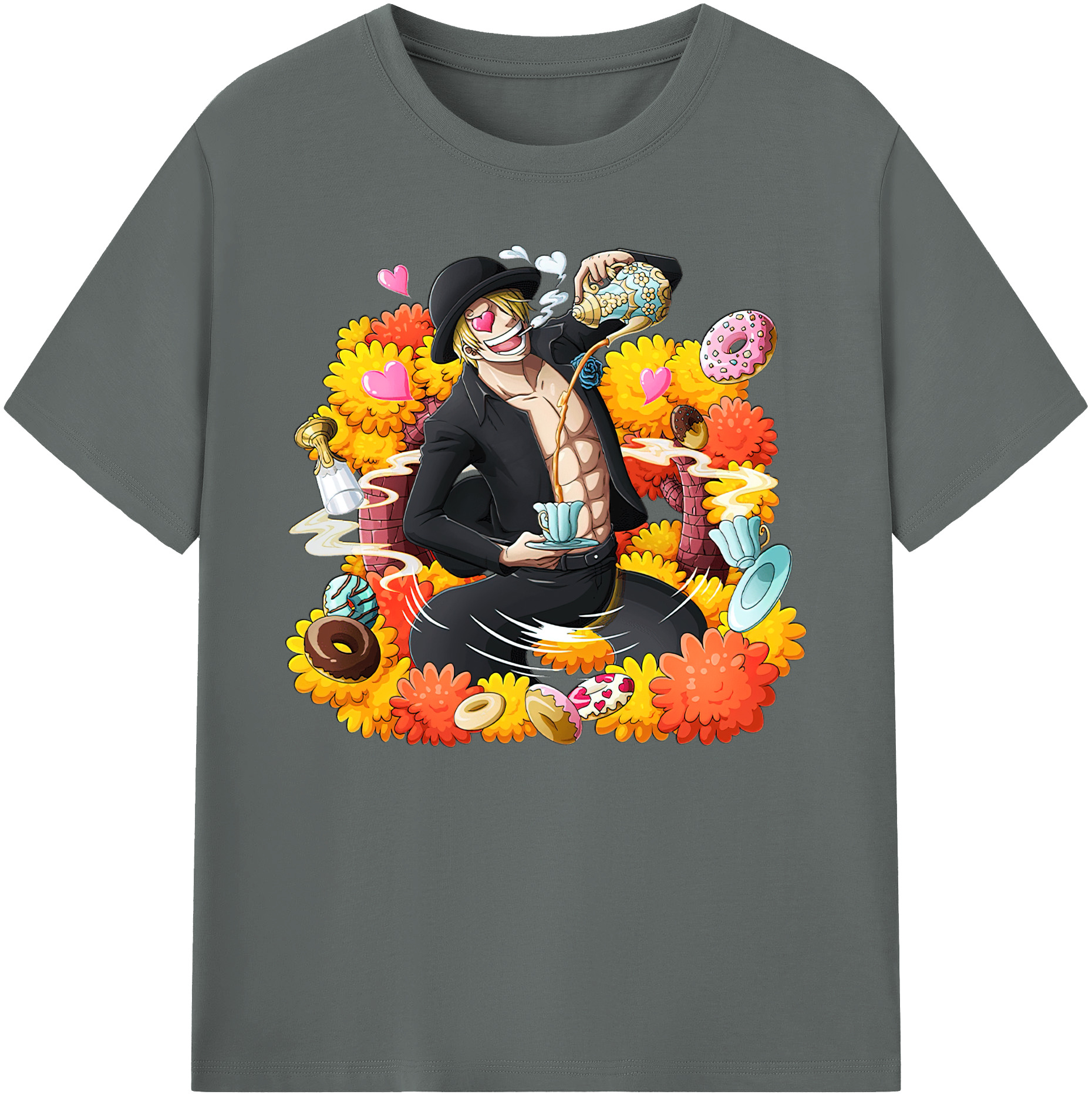 （画像用） ワンピース サンジ ONE PIECE Sanji 綿100％ メンズ半袖Tシャツ｜肌触りやわらか＆通気性
